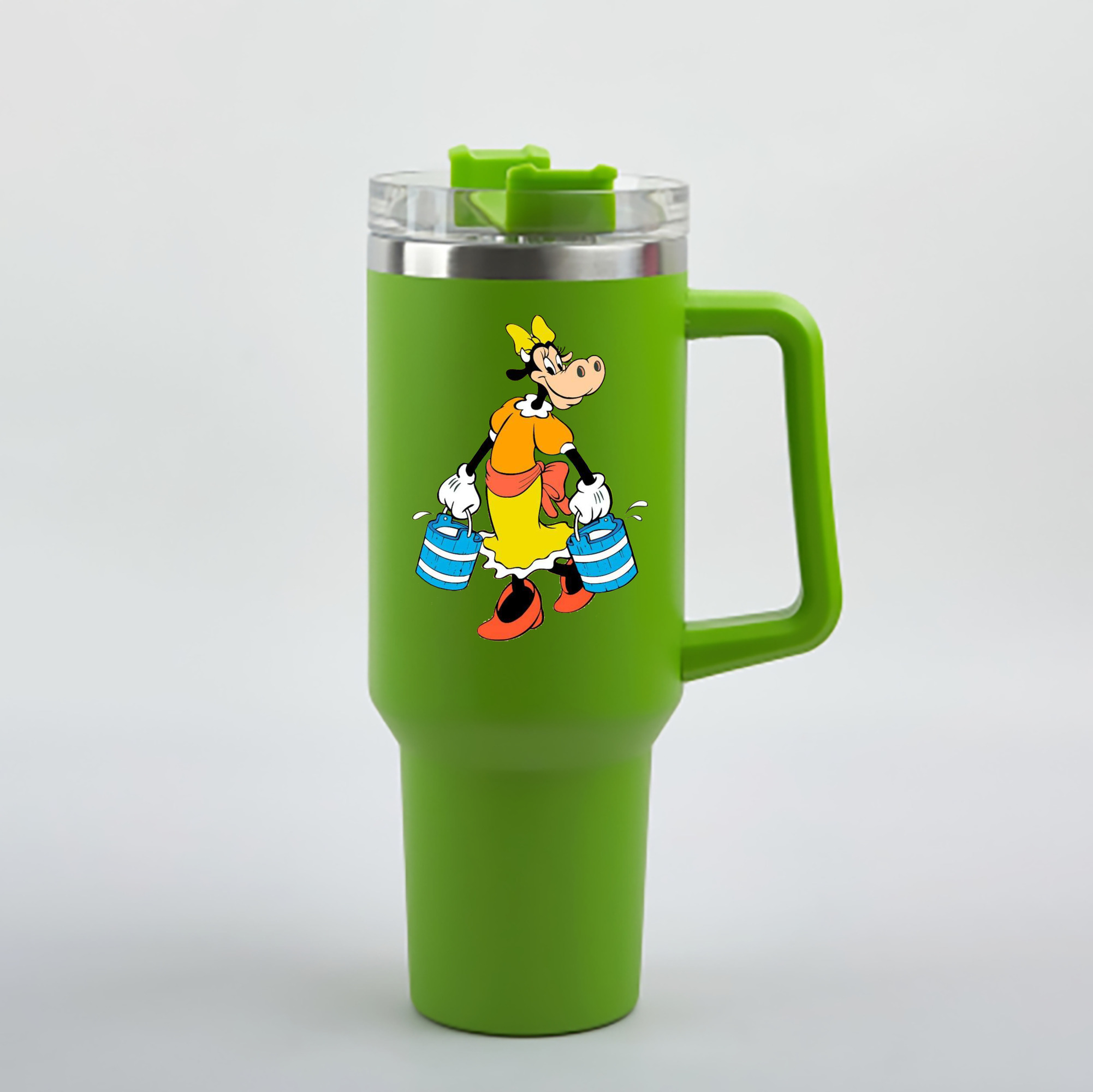 （画像用） ミッキーマウス Mickey Mouse 1200mL車用タンブラー - クリスタルステッカー（プラスチックストロー付き）
